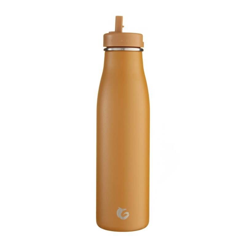 Insulated Drinking Bottle with Straw in Toffee 500ml - Paddle People