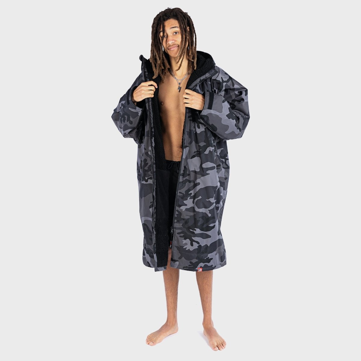 Long Sleeved dryrobe Advance in Black Camouflage & Black - Paddle People