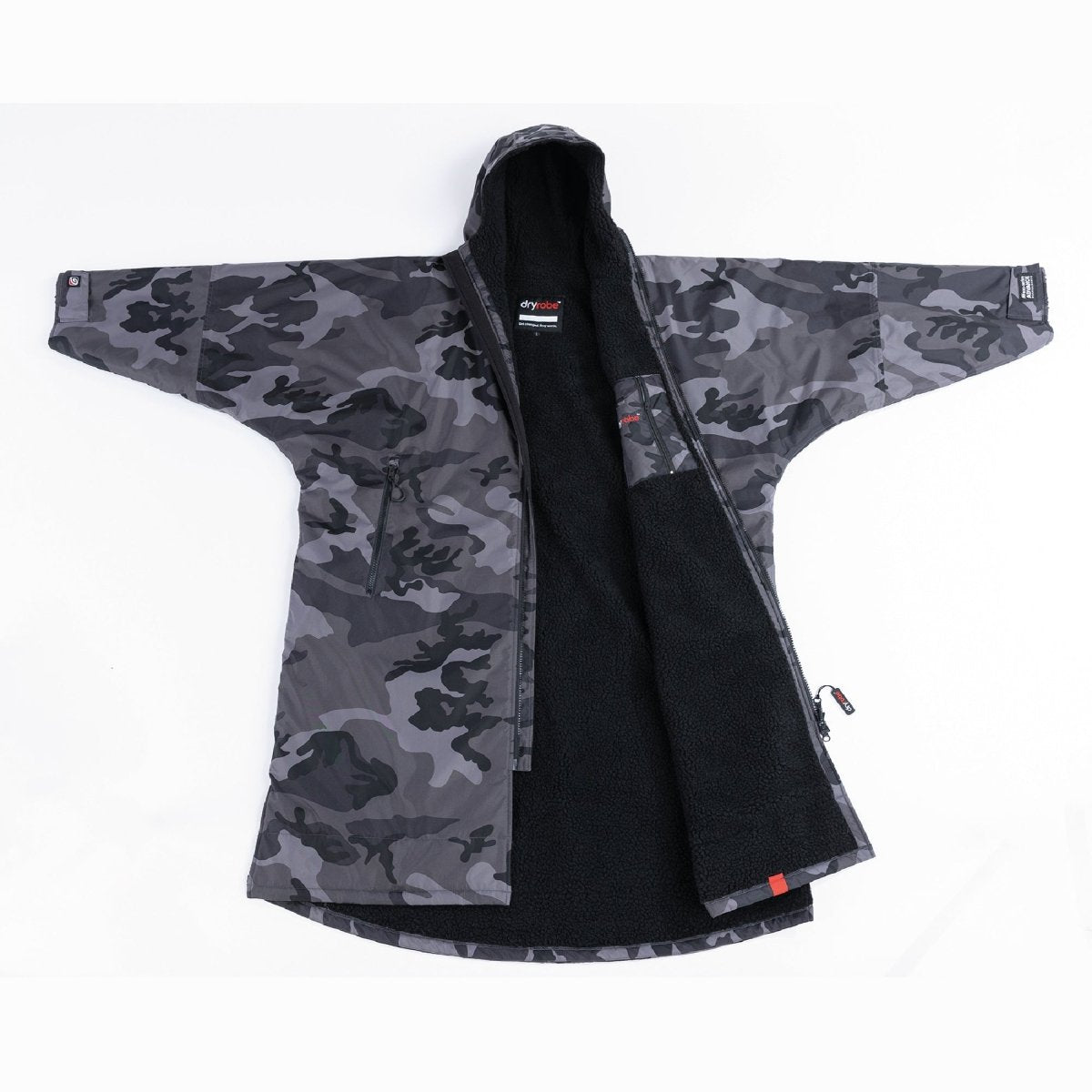 Long Sleeved dryrobe Advance in Black Camouflage & Black - Paddle People