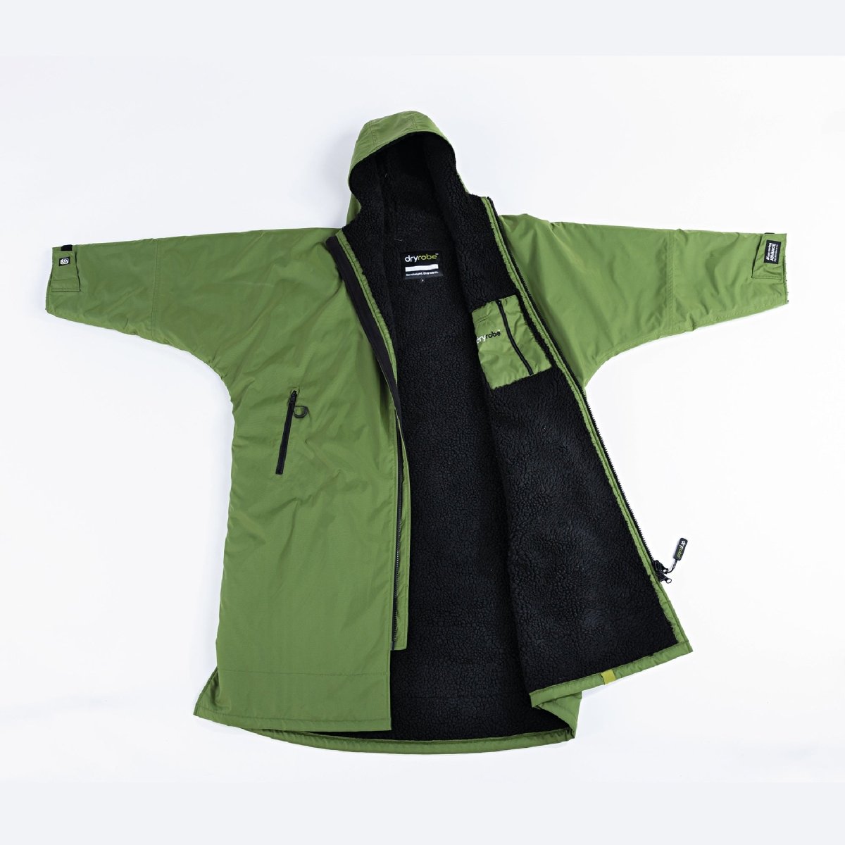 Long Sleeved dryrobe Advance in Dark Green & Black - Paddle People