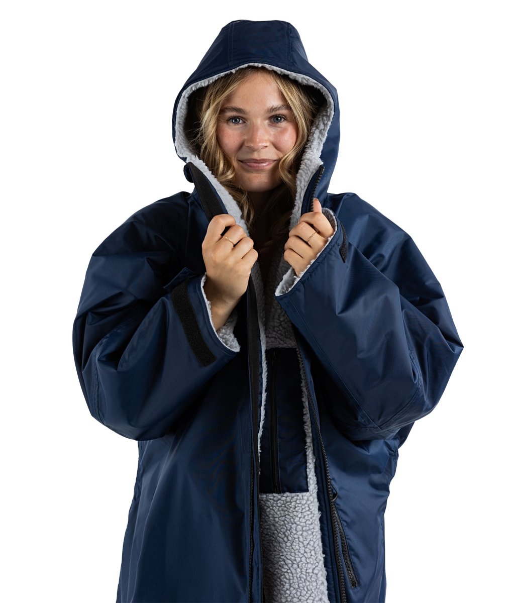 Long Sleeved dryrobe Advance in Navy Blue & Grey - Paddle People