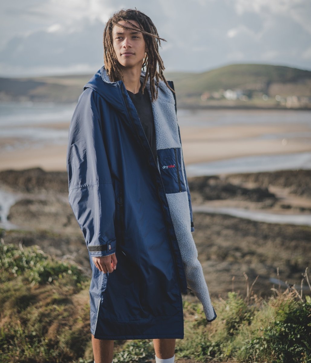 Long Sleeved dryrobe Advance in Navy Blue & Grey - Paddle People