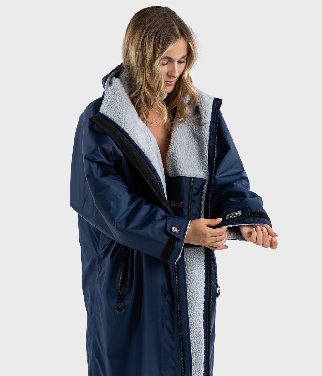 Long Sleeved dryrobe Advance in Navy Blue & Grey - Paddle People