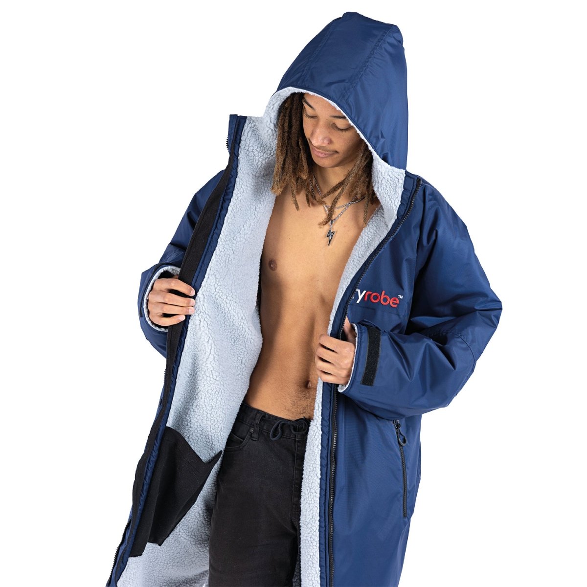 Long Sleeved dryrobe Advance in Navy Blue & Grey - Paddle People