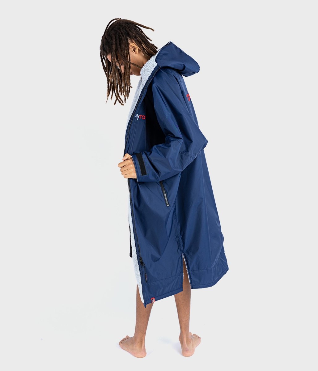 Long Sleeved dryrobe Advance in Navy Blue & Grey - Paddle People