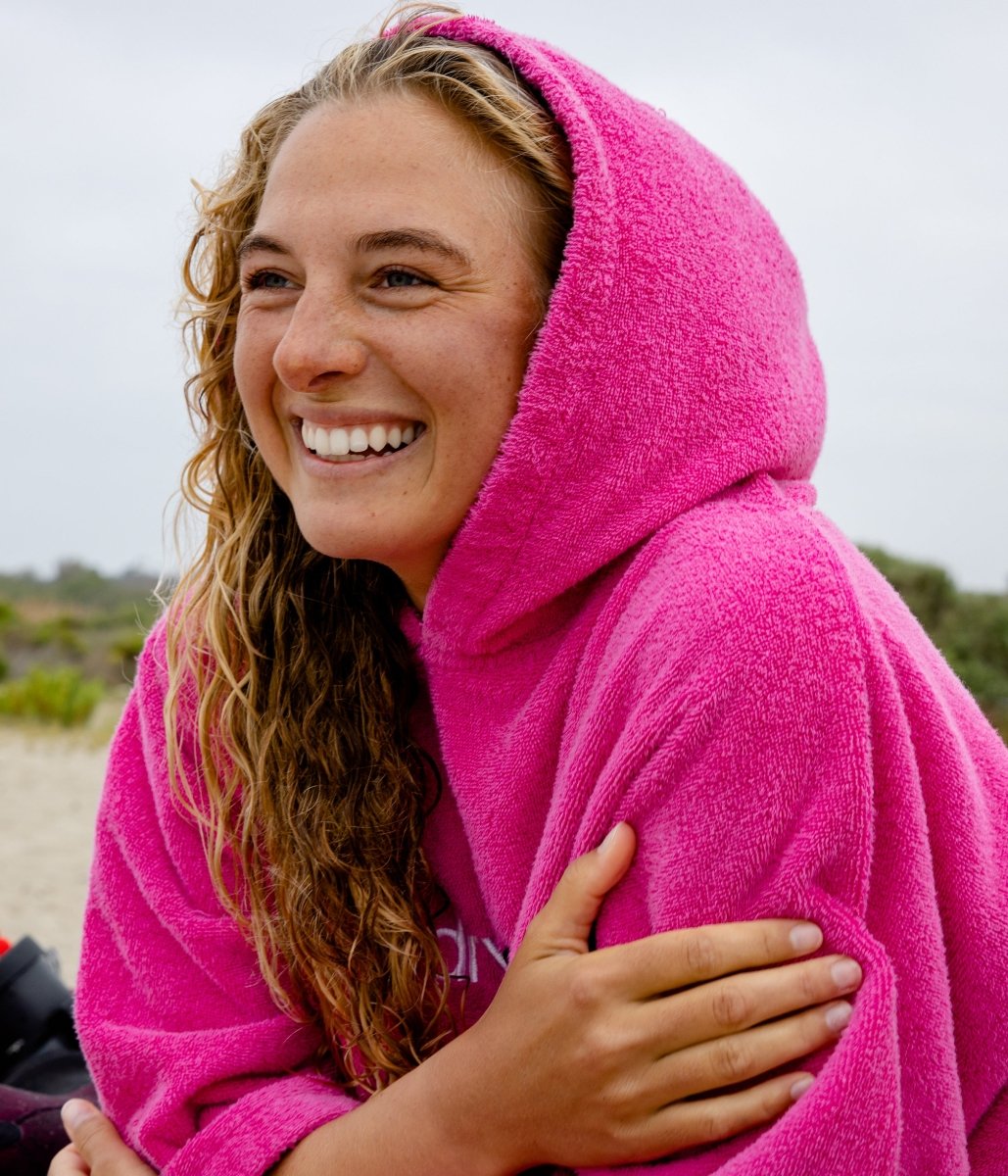 Organic Cotton Towel Dryrobe in Pink - Paddle People