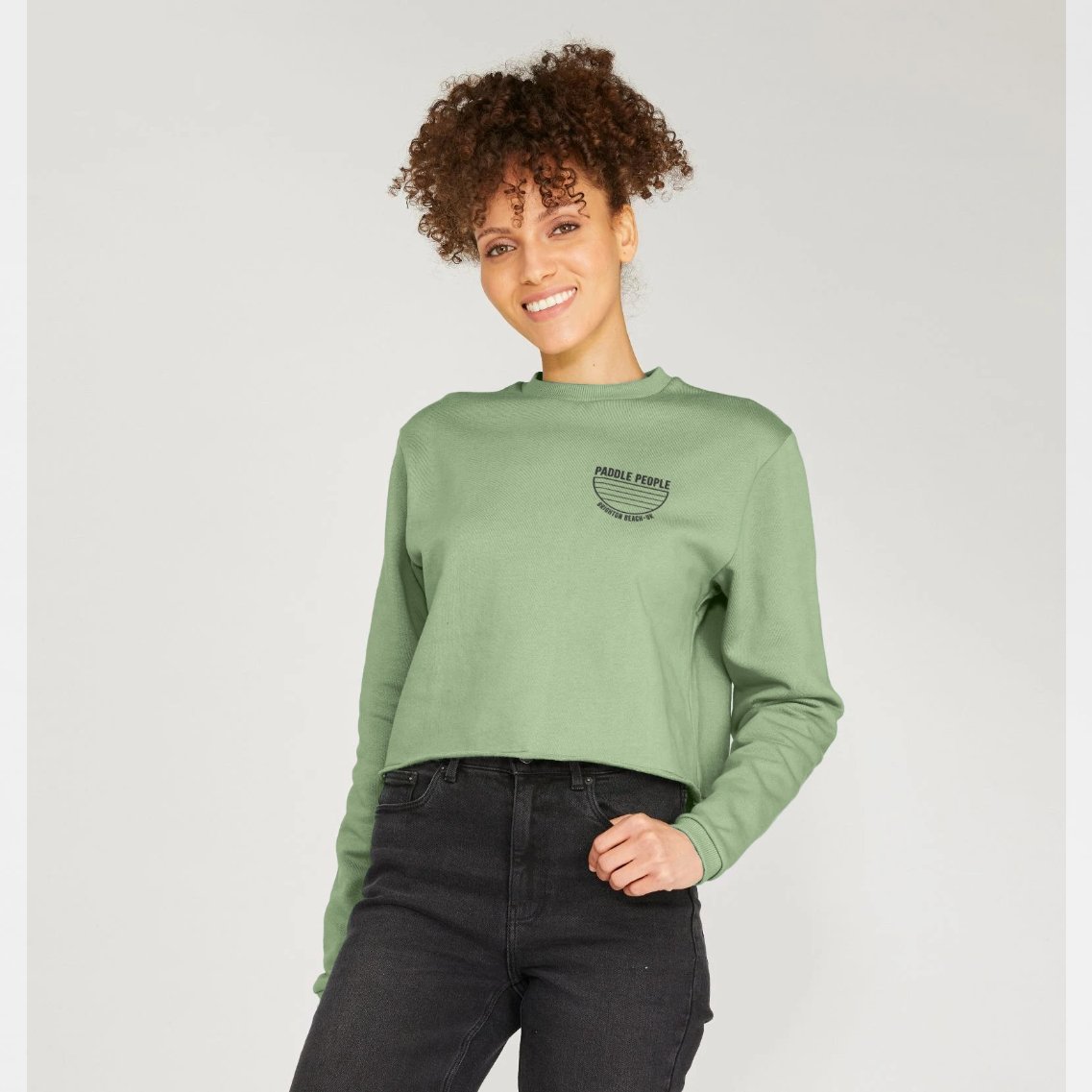 Paddle People Women's Cropped Jumper in Sage Green - Paddle People