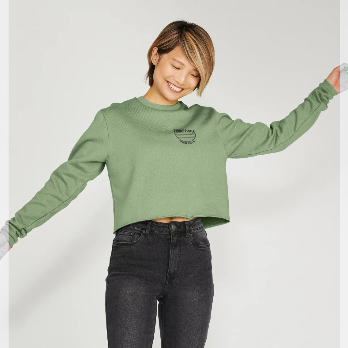 Paddle People Women's Cropped Jumper in Sage Green - Paddle People