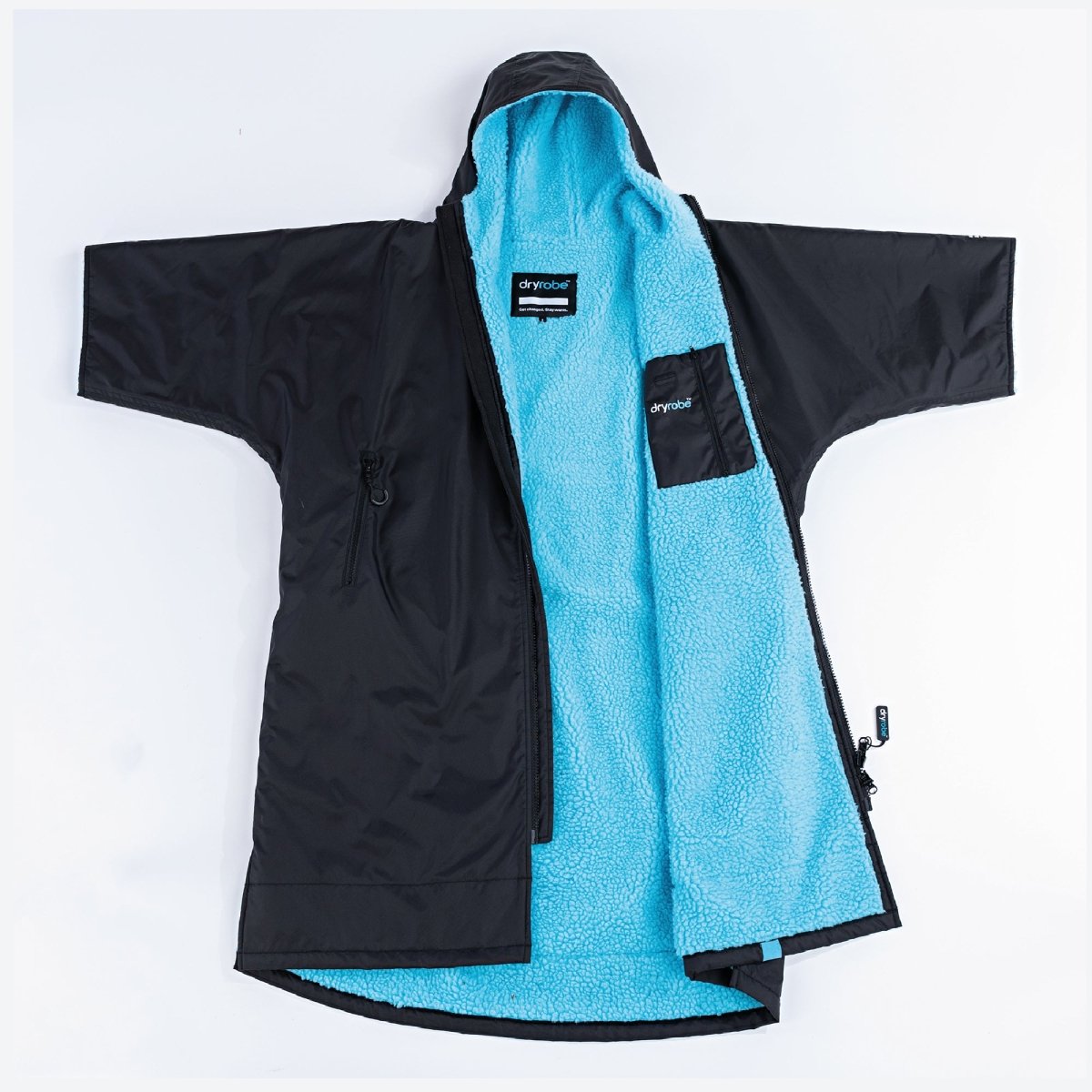 Short Sleeved dryrobe Advance in Black & Blue - Paddle People