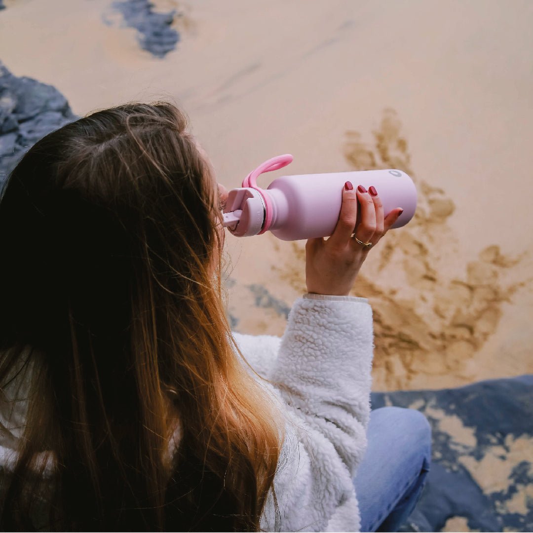 Tough Canteen Metal Drinking Bottle with Straw in Blush Pink 800ml - Paddle People